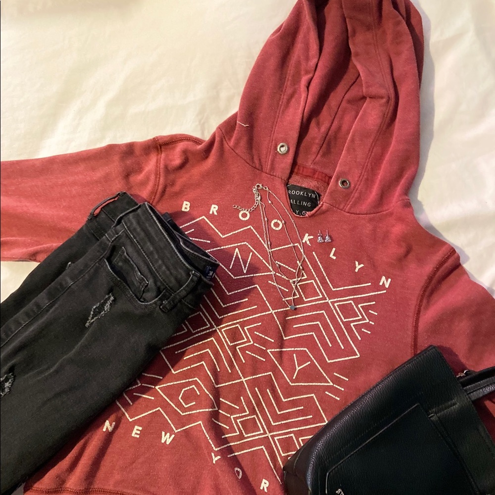 Burgundy Brooklyn New York long sleeve top